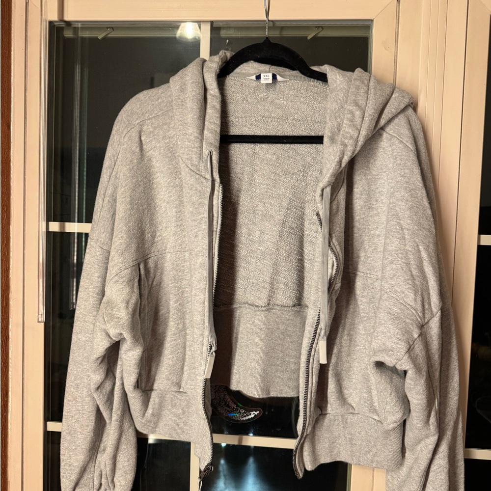 JoyLab Gray Zip-Up Cropped Hoodie